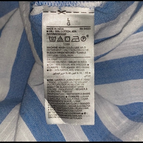 OLD NAVY Striped Cap Sleeve Button Down Shirt Large - Picture 9 of 13